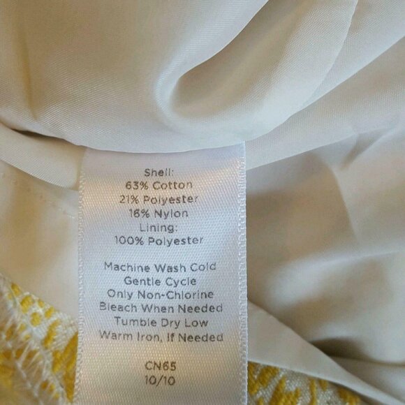 Talbots Women’s  Skirt Size 2 Petite Yellow White Plaid Textured Lined Pencil - Picture 3 of 7